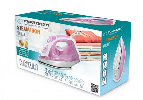 EAN 5901299949733 - Esperanza EHI004 plancha Plancha vapor-seco Suela de cerámica 2400 W Púrpura, Blanco imagen 9