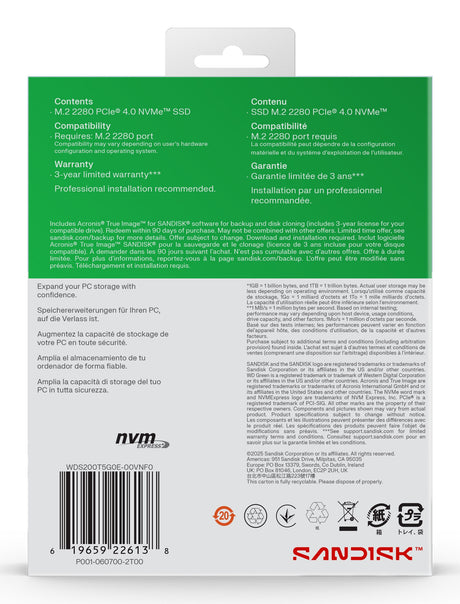 EAN 0718037904610 - SanDisk Green WD SN3000 NVMe 2 TB M.2 PCI Express 4.0 imagen 7