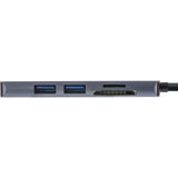 Hub Inline Usb 3.2 Gen.1, 2x Usb-A 5gbps + Hdmi 4k/30hz + Lector De Tarjetas, Aluminio, Gris