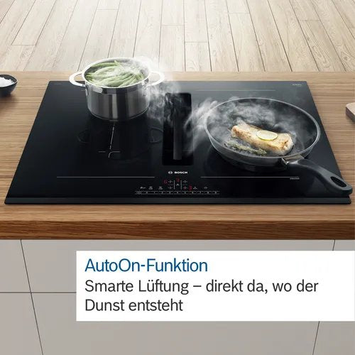Bosch Home Set Pvq711ga7 Pvq711f15e + Hez9vdsb2, Placa De Cocción Independiente Negra, 70 Cm, Con Campana Extractora Integrada Pvq711ga7