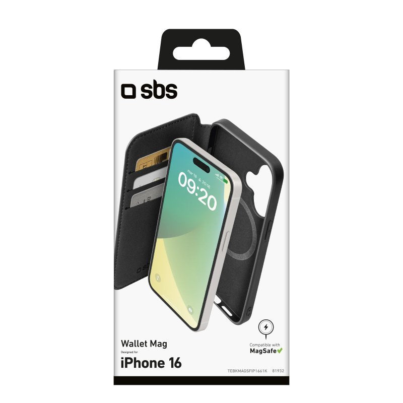 Sbs Book Wallet Magsafe Iphone 16 Schwarz