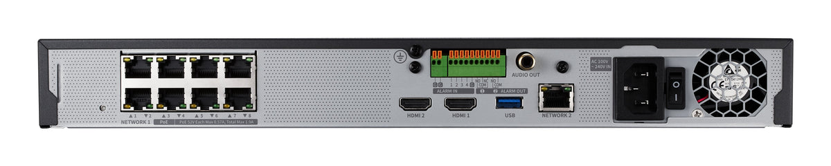 8ch 12mp 100mbps 2 Bay Poe Nvr