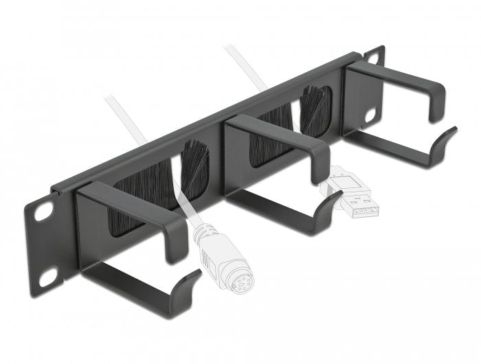 Delock 10 Barra Escobilla Gestión Cable 3 Soportes 1 U Negro