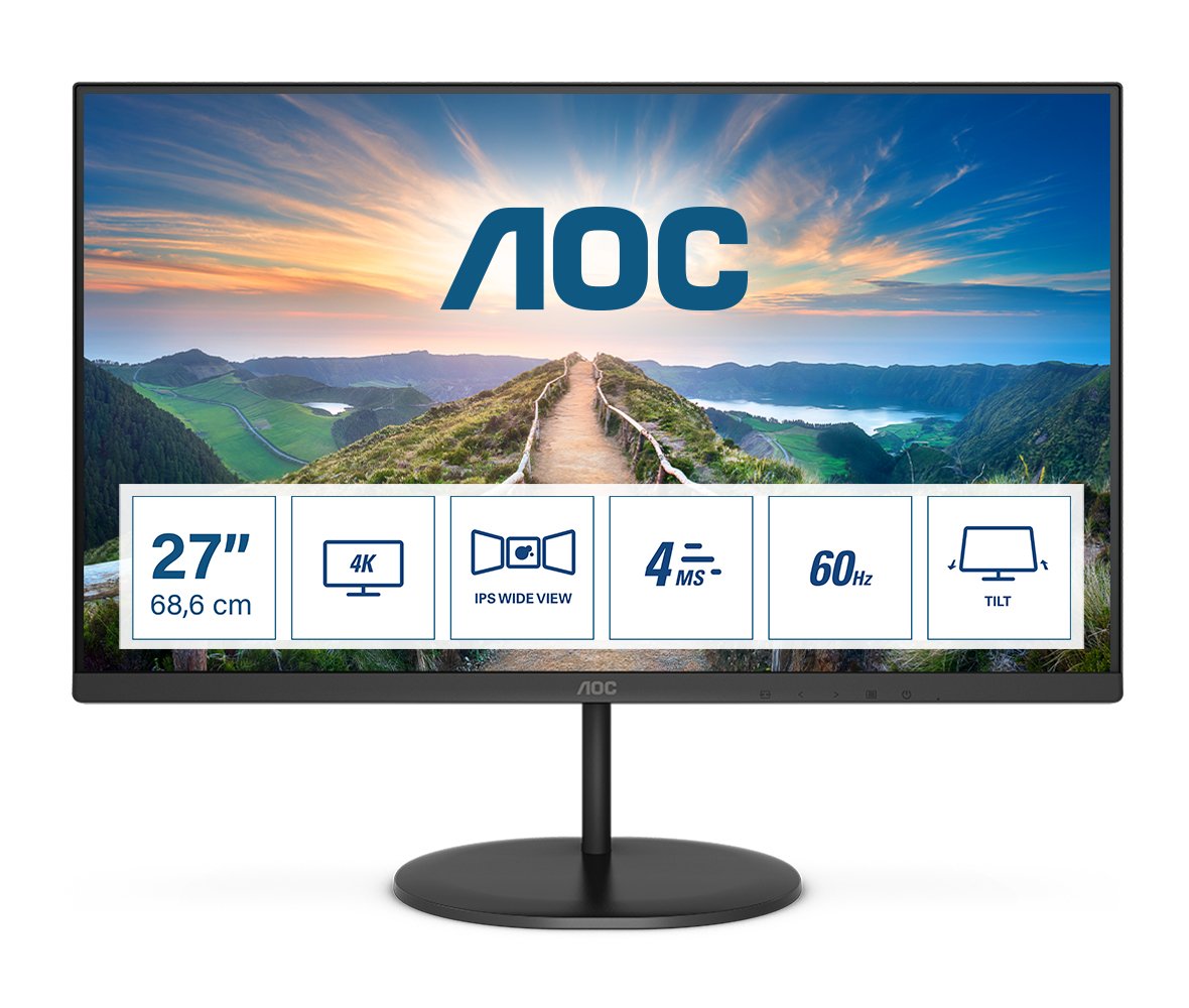 Monitor Aoc 27" U27v4ea Ips 4k  16:9 Hdmi Dp 4ms Profesional