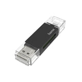 Hama Essential Lector De Tarjetas Usb-A - Compatible Con Sd - Microsd - Sistema Otg - 19.05x10.99x73.6mm - Negro