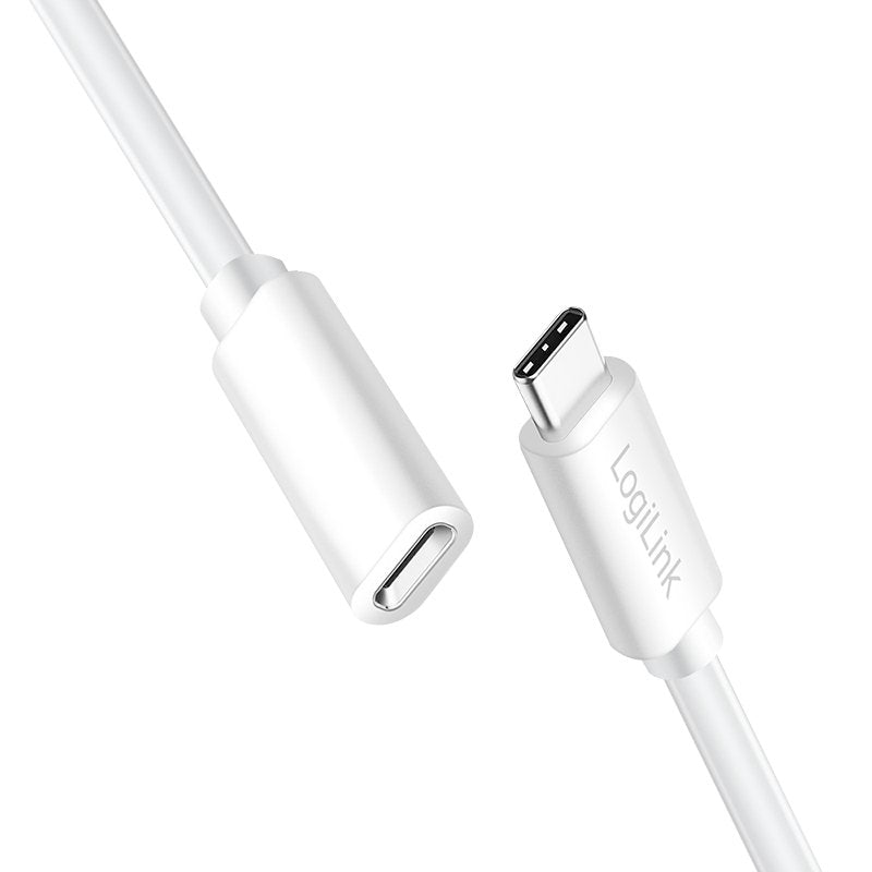 Usb 2.0 Type-C Cable, C M To C F, 480 Mbps, 100w, Blanco, 1 M