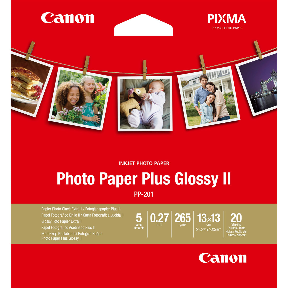 Papel Fotográfico Canon Pp-201 13 X 13cm 265g 20 Hojas Brillante