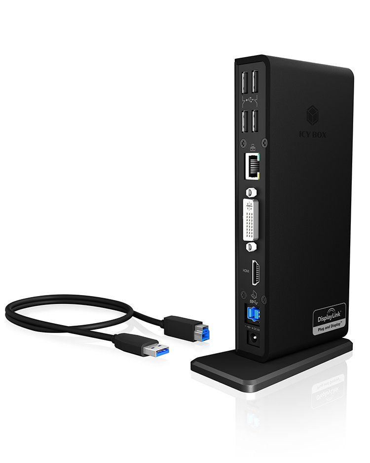 Icybox Ib-Dk2241ac Icybox Multi Docking Station , 2x Usb 3.0, Hdmi, Black