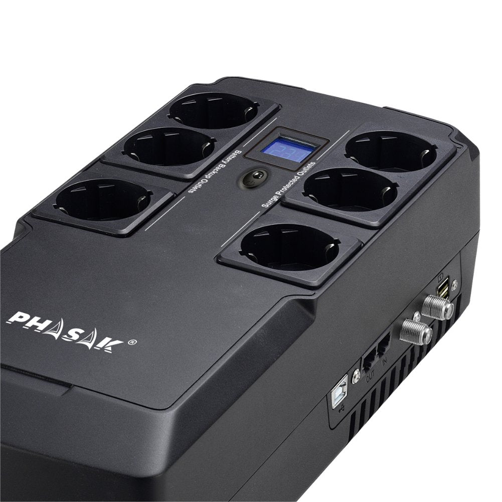 Sai Línea Interactiva Phasak Kryptos 800 Va 480w 6 Salidas Formato Bloque
