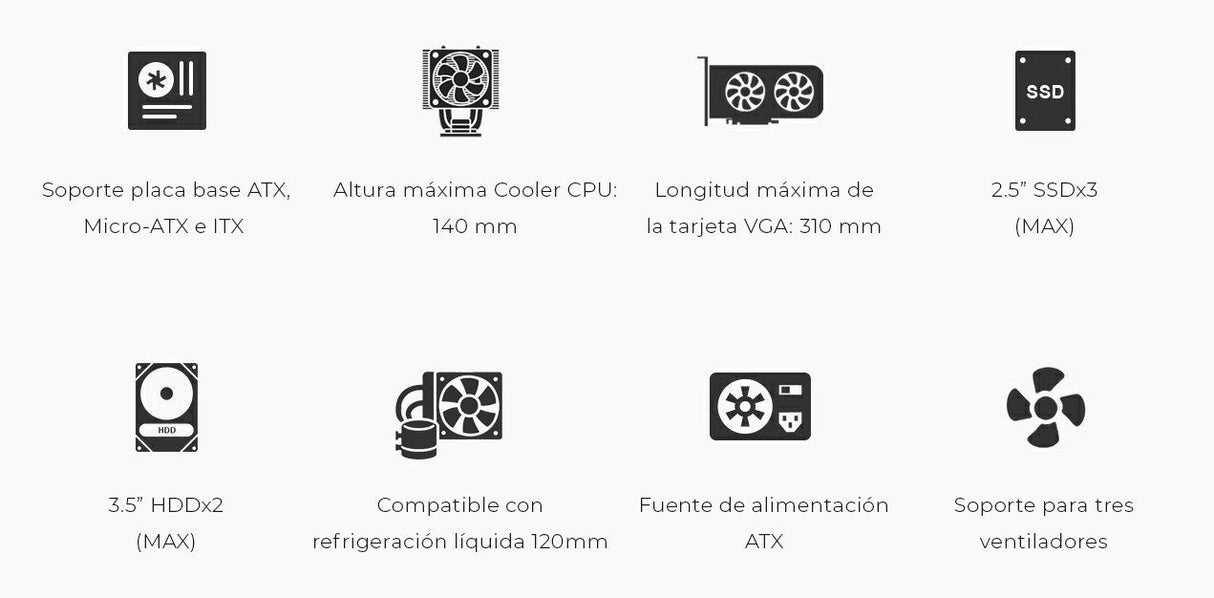 Caja Pc Atx Semitorre Coolbox A780 Gpu Max. 310mm Usb-C Color Negro