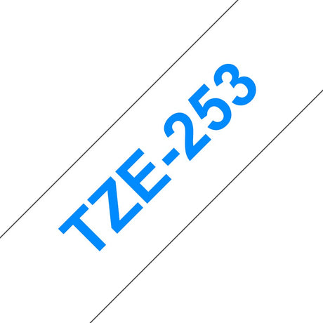 EAN 4977766685498 - Brother TZE-253 cinta para impresora de etiquetas Azul sobre blanco imagen 1