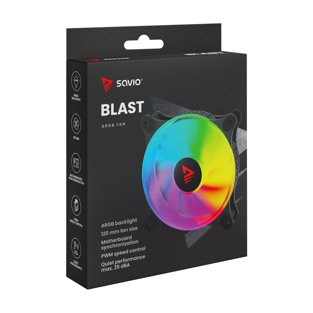 Ventilador Savio Blast Fan 120mm Argb 3-Pin 5v 4-Pin 12v