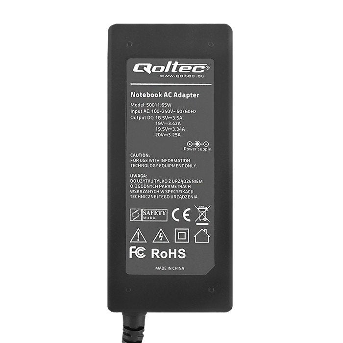 EAN 5901878500119 - Qoltec 50011 adaptador e inversor de corriente Interior 65 W Negro imagen 2