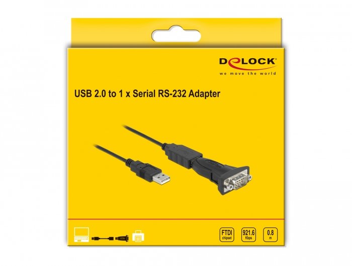 Delock Adaptador Usb 2.0 Typ-A A 1 X Seriell Rs-232 D-Sub 9 Pin Macho