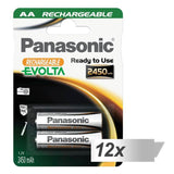 12x2 Panasonic Accu Nimh Mignon Aa 2450 Mah Recargable Evolta