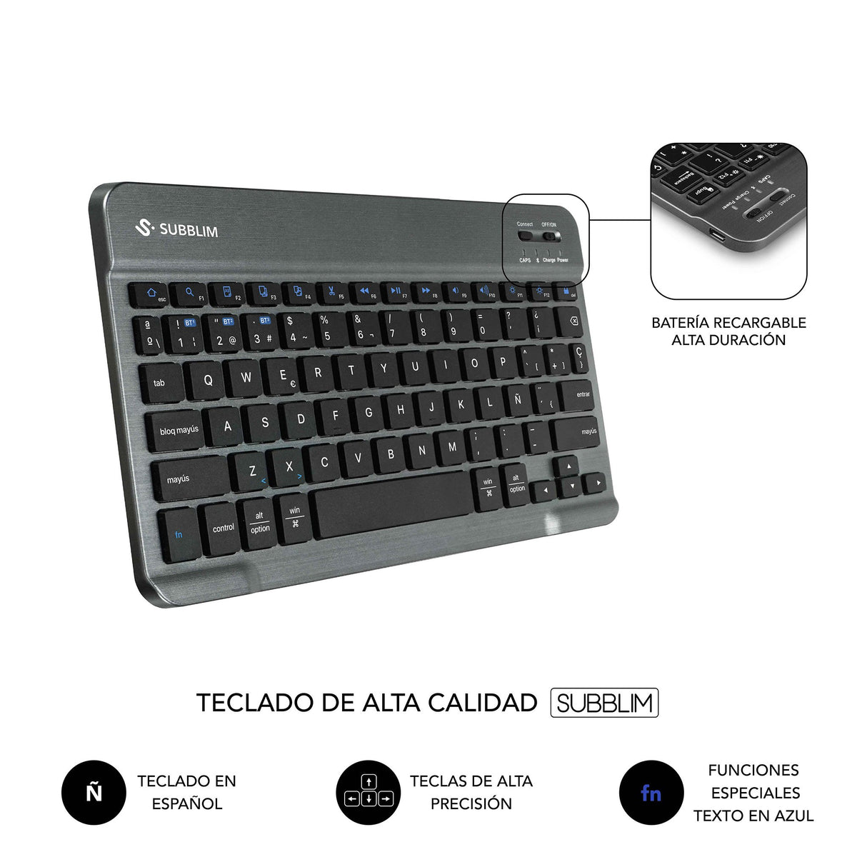 EAN 8436586743727 - SUBBLIM SUBKT3-BTL330 teclado para móvil QWERTY Español Bluetooth Negro imagen 13