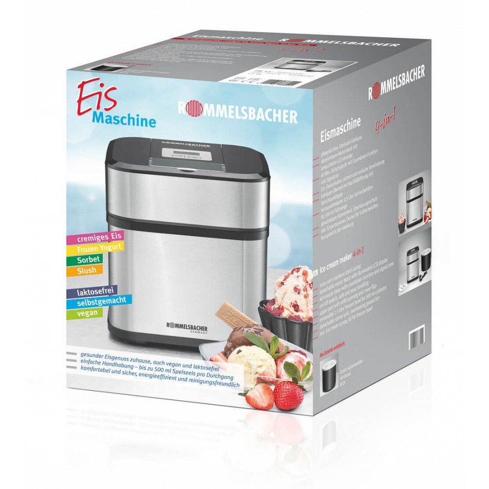 EAN 4001797866004 - Rommelsbacher IM 12 máquina para helados Heladera tradicional 1,5 L Negro, Acero inoxidable imagen 6