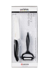 Kyocera Fk-110whcp10nbk Utility Knife & Peeler Set, Knife (11 Cm Blade) And Peeler, Black