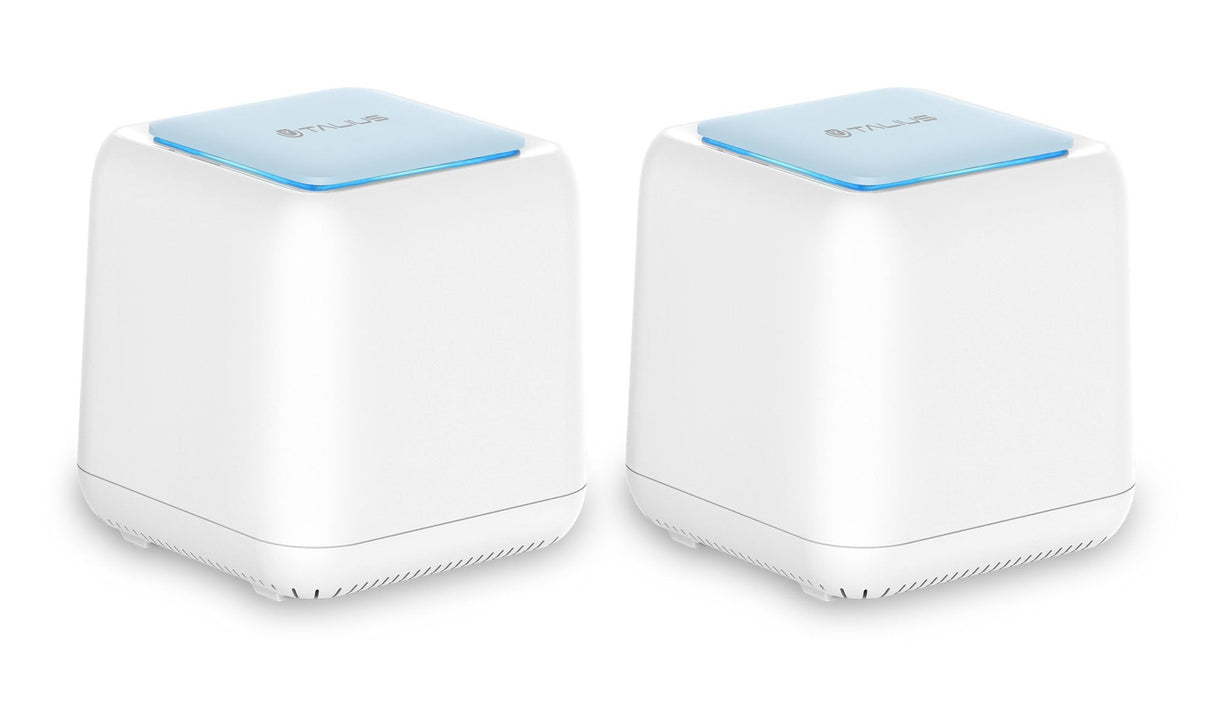 Talius Sistema Wifi Mesh Pack 2 Dispositivos Ac 1200 Gigalan Dual Band - Sensor Tactil - 1x Lan, 1x Wan - Color Blanco/Azul