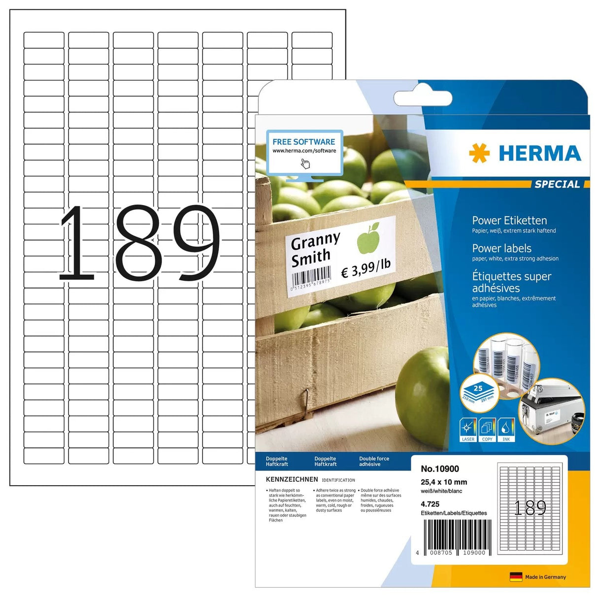 EAN 4008705109000 - HERMA 10900 etiqueta de impresora Blanco Etiqueta para impresora autoadhesiva imagen 1