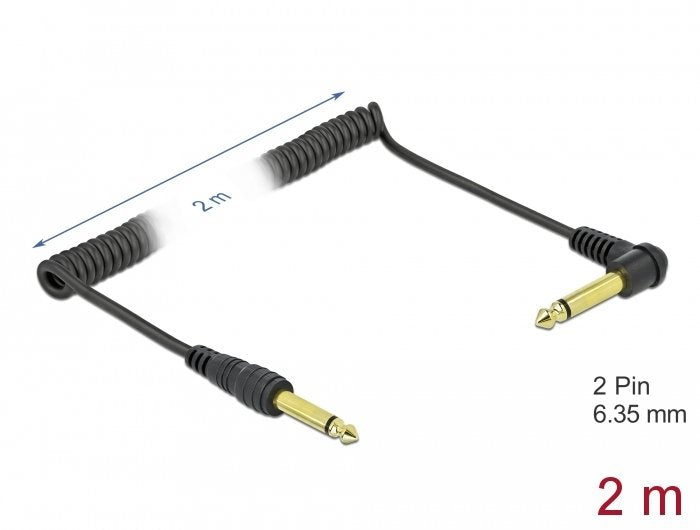 Delock Cable De Audio En Espiral 6,35 Mm 2 M Negro