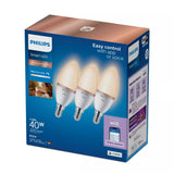 Bombilla  Inteligente Wifi Wiz Philips C37 E14 4.9w 470lm Blanco Sintonizable, Pack De 3