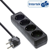 Regleta Inline Tipo F 4 Puertos + Seguro Para Niños Negro 3m