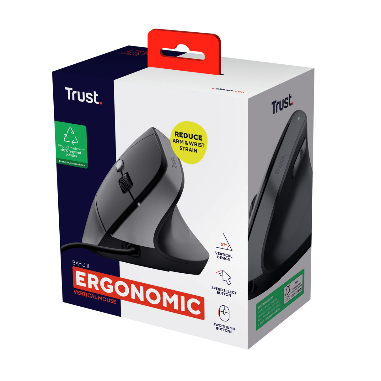 Ratón Ergonómico Trust Bayo Ii Hasta 2400 Dpi