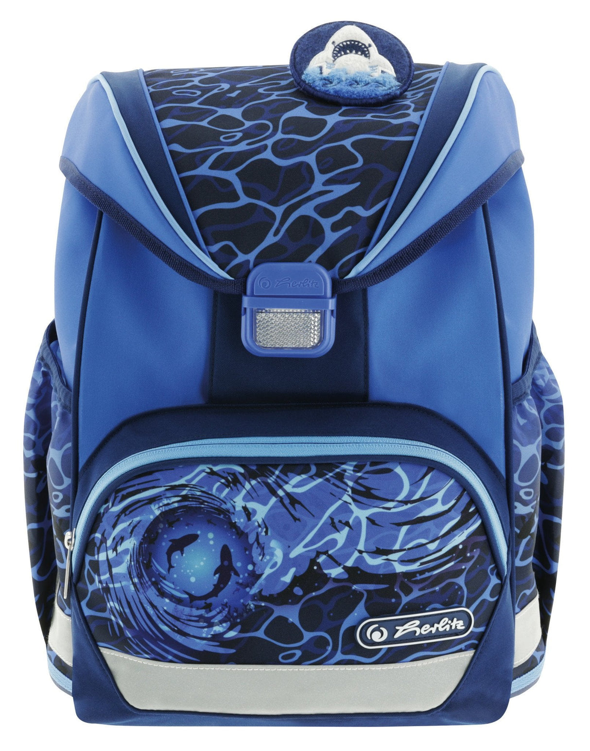 Mochila Escolar Herlitz Ultralight Azul, Estuche Estudiante Con 16 Piezas, Mocasines Ovalados, Bolsa De Deporte, 2 Aplicaciones 50046164