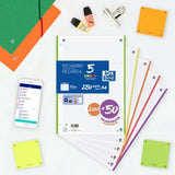 Oxford Recambio 200 + 50 Hojas A4 Microperforadas 4 Cuadrícula 5x5mm 90gr 5 Bandas Colores Vivos