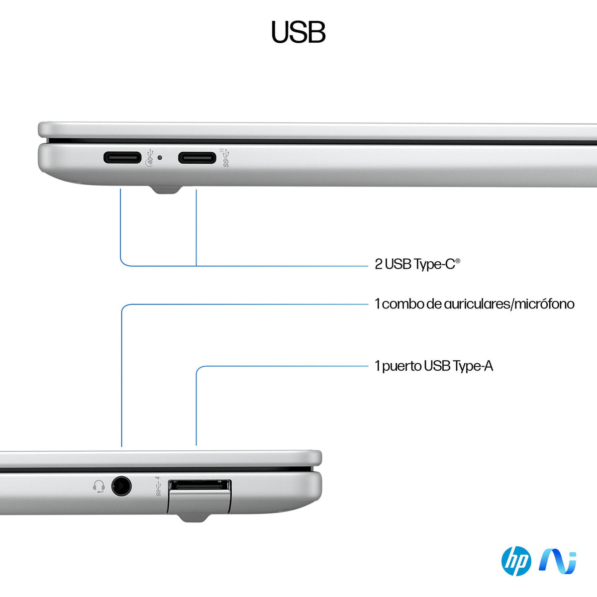Portátil Hp Omnibook X 14-Fe1004ns Copilot+Pc, Qc Snapdragon X Plus X1p-42-100, 16gb, 512gb Ssd, 14", W11 - Plata