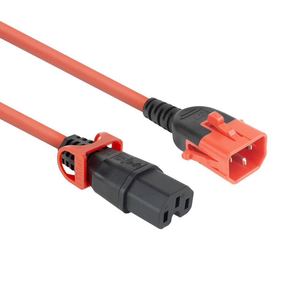 Cable Extension C14 A C15   3,00 M Rojo  Iec Lock Dobe Lock Act