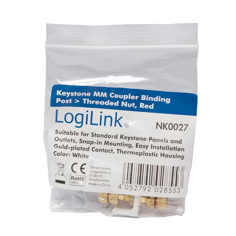 Kab Keystone Verbinder Binding Post > Threaded Nut, Red Logilink