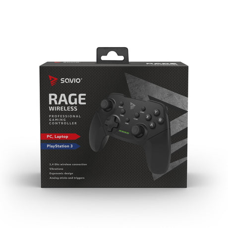 EAN 5901986046899 - Savio RAGE WIRELESS - gamepad - tradlo Negro USB Analógico PC, Playstation 3 imagen 8