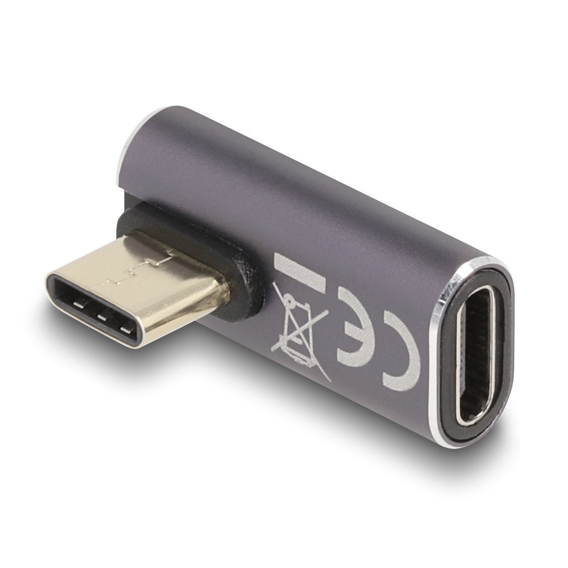 Delock 60048 Usb Adaptador 40 Gbps Usb Type-C Pd 3.0 100 W Macho A Puerto Hembra Acodado 8k 60 Hz Metal