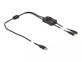 Delock Cable Usb Type-C Stecker Zu 2 X Dc 5,5 X 2,1 Mm Buchse Mit Schalter 1 M