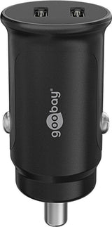 Cargador Rápido Para Coche Goobay Dual Usb-C De 30 Vatios, Pd Negro, 2x Usb-C, Suministro De Energía, 12/24 Voltios 59705