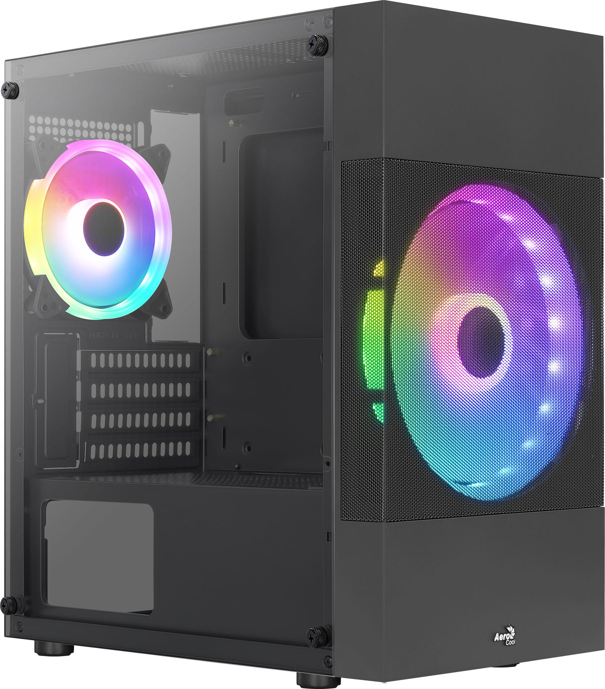 Caja Pc Aerocool Atomic Lite V1 Mini-Tower, Frgb, Vidrio Templado - Negro