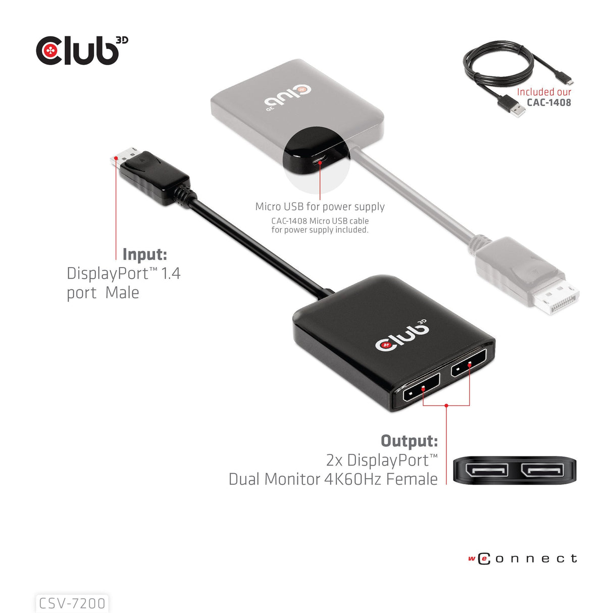 Club3d Multi Mreaming Transport Hub 1xdp -> Dp/Hdmi 4k60hz Retail