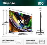 Hisense 100ur8ds Rgb Miniled 253 Cm 100 Pulgadas), Negro Gris Oscuro, Ultrahd/4k, Hi-View Ai Engine Rgb, 180hz Panel) 100ur8ds