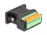 Conector Hembra Delock D-Sub De 9 Pines > Adaptador De Bloque De Terminales Con Pulsador Negro 66559