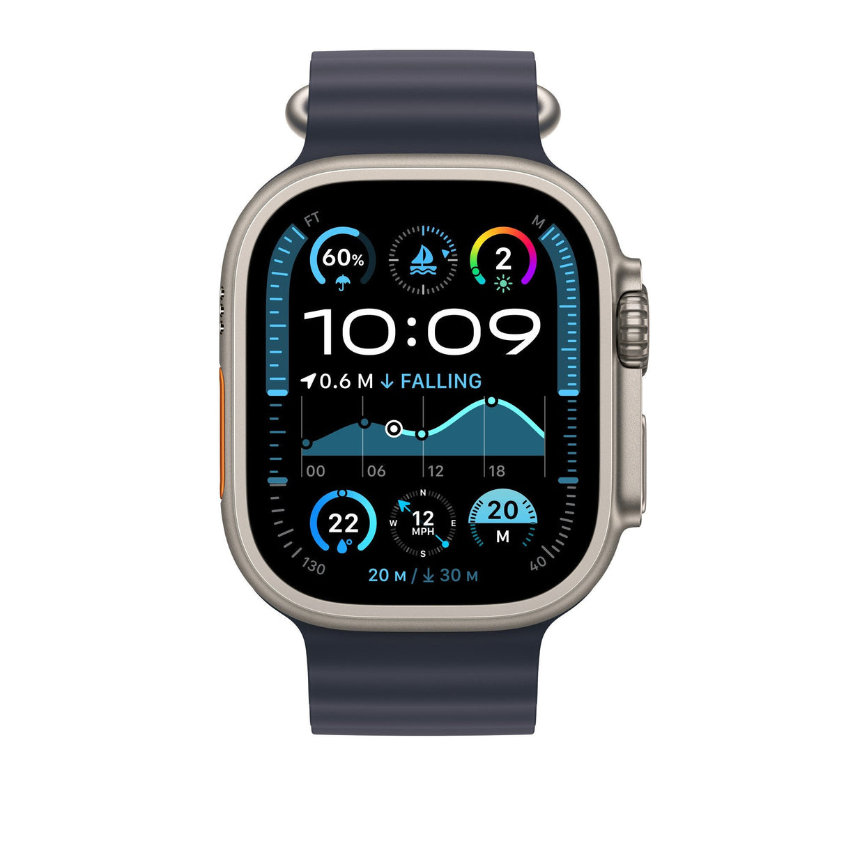 Apple 49mm Navy Ocean Band Extension - Natural Titanium Finish