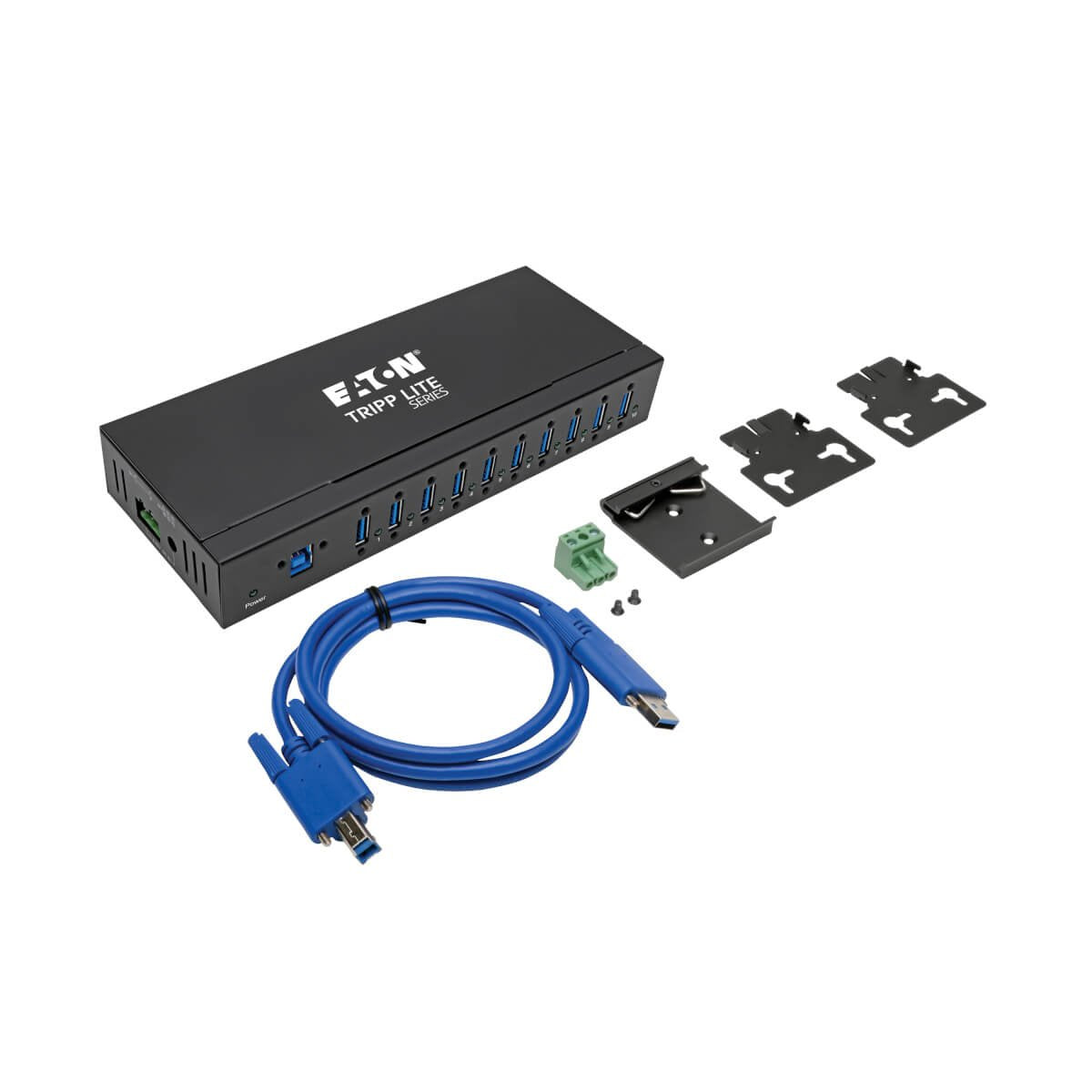 Eaton Tripp Lite Series 10-Port Industrial-Grade Usb 3.0 Superspeed Hub 20 Kv Esd Immunity Iron Housing Mountable Hub 10 X Superspeed Usb 3.0 Montaje En Riel Din Montaje En Pared