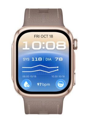 Huawei Watch D3 - Gold-Aleación De Aluminio - Inteligente Uhr Con Correa - Kompositleder - Sand - Tamaño De Cinta: L - Pantalla 4.9 Cm (1.92")