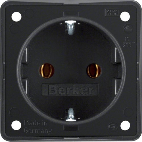 Berker 0947782503 Steckdose Schuko Integro Einsätze Schwarz, Ma
