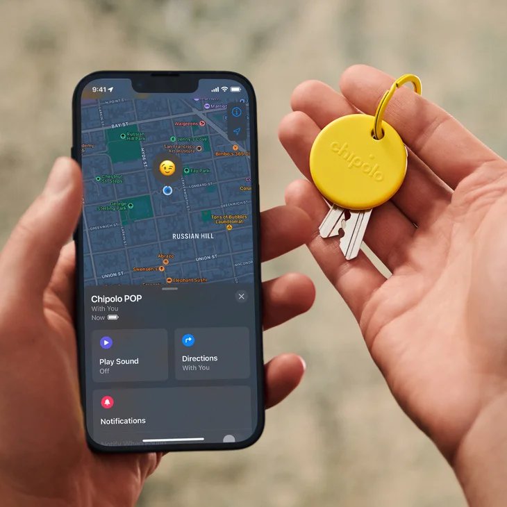 Chipolo Pop 4 Pack -Tracking Tag Compatible With Apple Find My On Iphone (Rojo, Azul, Amarillo, Verde)