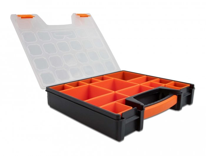 Sortimentsbox Mit 14 Fächern 312 X 272 X 60 Mm Naranja   Schwarz