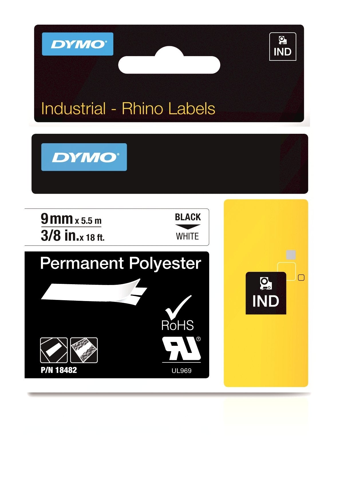 Dymo Rhino Cinta Id1-9 Negro/Blanco Polyester