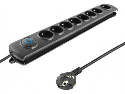 Qoltec 50113 Protector Contra Sobretensiones 8 Enchufes 1,8 M | Negro