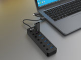 Equip Usb-Hub 7-Port 3.2 ->7x3.2 Inkl Usb-C Adaptador Negro
